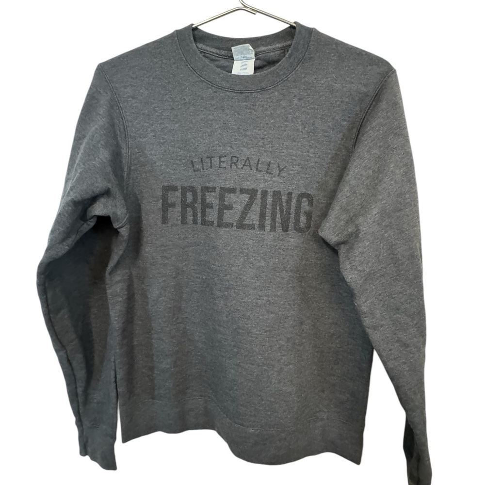 Retro Gray Literally Freezing Women’s S Crew Neck Sweatshirt MINTY
